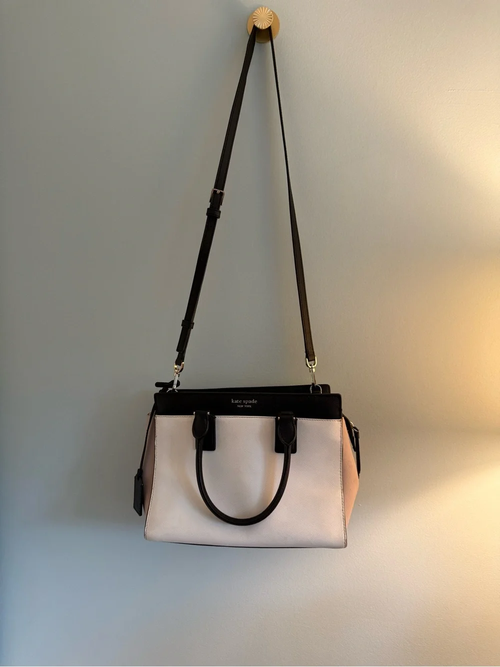 Kate Spade  White, Black and Blush Colorblock Satchel